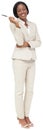 Thinking businesswoman in cream suit Royalty Free Stock Photo