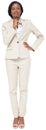 Thinking businesswoman in cream suit Royalty Free Stock Photo