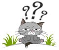 Thinking cat with questions mark above Royalty Free Stock Photo