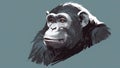 A thinking chimpanzee on a solid color background. Anime style Royalty Free Stock Photo