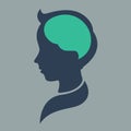 Thinking Concept, silhouette child head, abstract brain