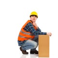 Thinking Construction Worker. Royalty Free Stock Photo