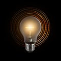 Thinking and creative concept, Light bulb on dark background Royalty Free Stock Photo