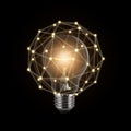 Thinking and creative concept, Light bulb on dark background, Efficient Networking Ideas Royalty Free Stock Photo