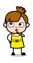 Thinking - Cute Girl Cartoon Character Vector Illustration Royalty Free Stock Photo