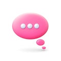 Thinking 3d balloon element. Isolated speech bubble icon, voice message template. Talk or text conversation vector