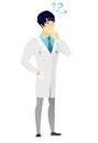Thinking doctor with question marks. Royalty Free Stock Photo