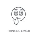 Thinking emoji linear icon. Modern outline Thinking emoji logo c