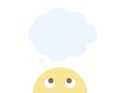 Thinking emoticon with a empty thinking bubble above his head on a white background. Vector editable illustration Royalty Free Stock Photo