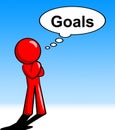 Thinking Goals Character Shows Aspiration Targets And Mission