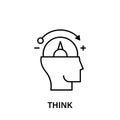 thinking, head, arrow, speedometer, think icon. Element of human positive thinking icon. Thin line icon for website design and