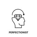 thinking, head, diamond, arrow, perfectionist icon. Element of human positive thinking icon. Thin line icon for website design and