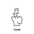 thinking, head, note, music, think icon. Element of human positive thinking icon. Thin line icon for website design and