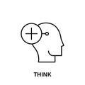 thinking, head, plus, think icon. Element of human positive thinking icon. Thin line icon for website design and development, app
