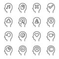 Thinking and Idea process Vector Line Icon Set. Contains such Icons as Music, Refresh, Love, Money and more. Expanded Stroke Royalty Free Stock Photo