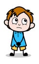 Thinking an Idea - School Boy Cartoon Character Vector Illustration Royalty Free Stock Photo