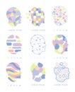 Thinking Inside Human Head Different Abstract Design Pastel Icons Royalty Free Stock Photo