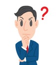 Thinking man, Businessman with question mark concept vector illustration Royalty Free Stock Photo