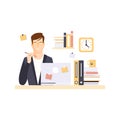 Thinking Man Office Worker In Office Cubicle Having His Daily Routine Situation Cartoon Character Royalty Free Stock Photo