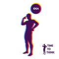 Thinking man. Silhouette of a standing man. Idea concept vector illustration Royalty Free Stock Photo