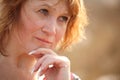 Thinking middleaged woman Royalty Free Stock Photo