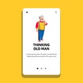 Thinking Old Man About Health Treatment Vector Royalty Free Stock Photo