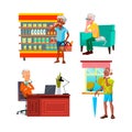 Thinking old man set vector Royalty Free Stock Photo