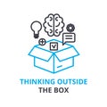 Thinking outside the box concept , outline icon, linear sign, thin line pictogram, logo, flat vector, illustration Royalty Free Stock Photo