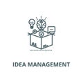 Thinking outside box,idea management vector line icon, linear concept, outline sign, symbol Royalty Free Stock Photo