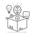 Thinking outside box,idea management vector line icon, sign, illustration on background, editable strokes Royalty Free Stock Photo