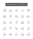 Thinking people line icons collection. Intellectually curious individuals, Analytical individuals, Thought-provoking Royalty Free Stock Photo