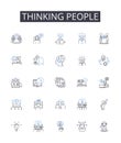 Thinking people line icons collection. Intellectually curious individuals, Analytical individuals, Thought-provoking