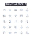 Thinking people line icons collection. Title, Deed, Mortgage, Equity, Taxation, Lease, Tenancy vector and linear