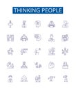 Thinking people line icons signs set. Design collection of Thinkers, Intellects, Contemplative, Contemplators