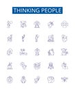 Thinking people line icons signs set. Design collection of Thinkers, Intellects, Contemplative, Contemplators