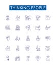 Thinking people line icons signs set. Design collection of Thinkers, Intellects, Contemplative, Contemplators