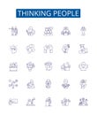 Thinking people line icons signs set. Design collection of Thinkers, Intellects, Contemplative, Contemplators