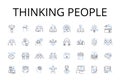 Thinking people line icons collection. Intellectually curious individuals, Analytical individuals, Thought-provoking Royalty Free Stock Photo