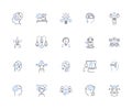 Thinking people outline icons collection. Thinking, People, Intellectuals, Brainy, Analytical, Logical, Inquisitive Royalty Free Stock Photo