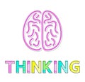 Thinking Process and Brain Icon Colorful Card