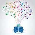 Thinking process concept, brainstorming, good idea, brain connection - vector