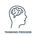 Thinking Process Line Icon. Brainstorm and Cognition Linear Pictogram. Decision Making Process Outline Sign