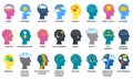 Thinking process, psychology support or mental disorders. Mental illness and psychiatry vector symbols set