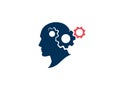 Thinking process vector illustration. Silhouette human head with gears. Strategic thinking and planning concept Royalty Free Stock Photo