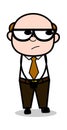 Thinking - Retro Cartoon Office old Boss Man Vector Illustration