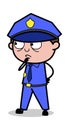 Thinking - Retro Cop Policeman Vector Illustration