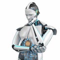 Thinking Robot white background Royalty Free Stock Photo