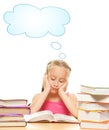 Thinking schoolgirl Royalty Free Stock Photo