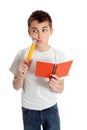 Thinking student pencil and book Royalty Free Stock Photo