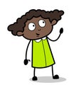 Thinking Before Talk - Retro Black Office Girl Cartoon Vector Illustration
